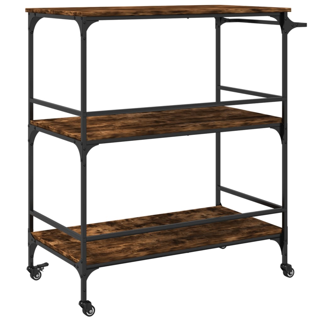 Kitchen Trolley Smoked Oak 39.6"x19.7"x41.3" Engineered Wood