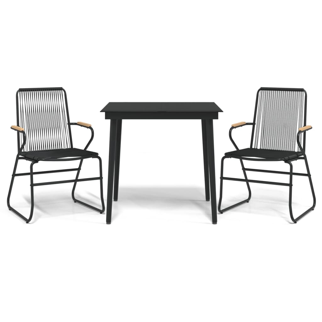 3 Piece Patio Dining Set Black PVC Rattan