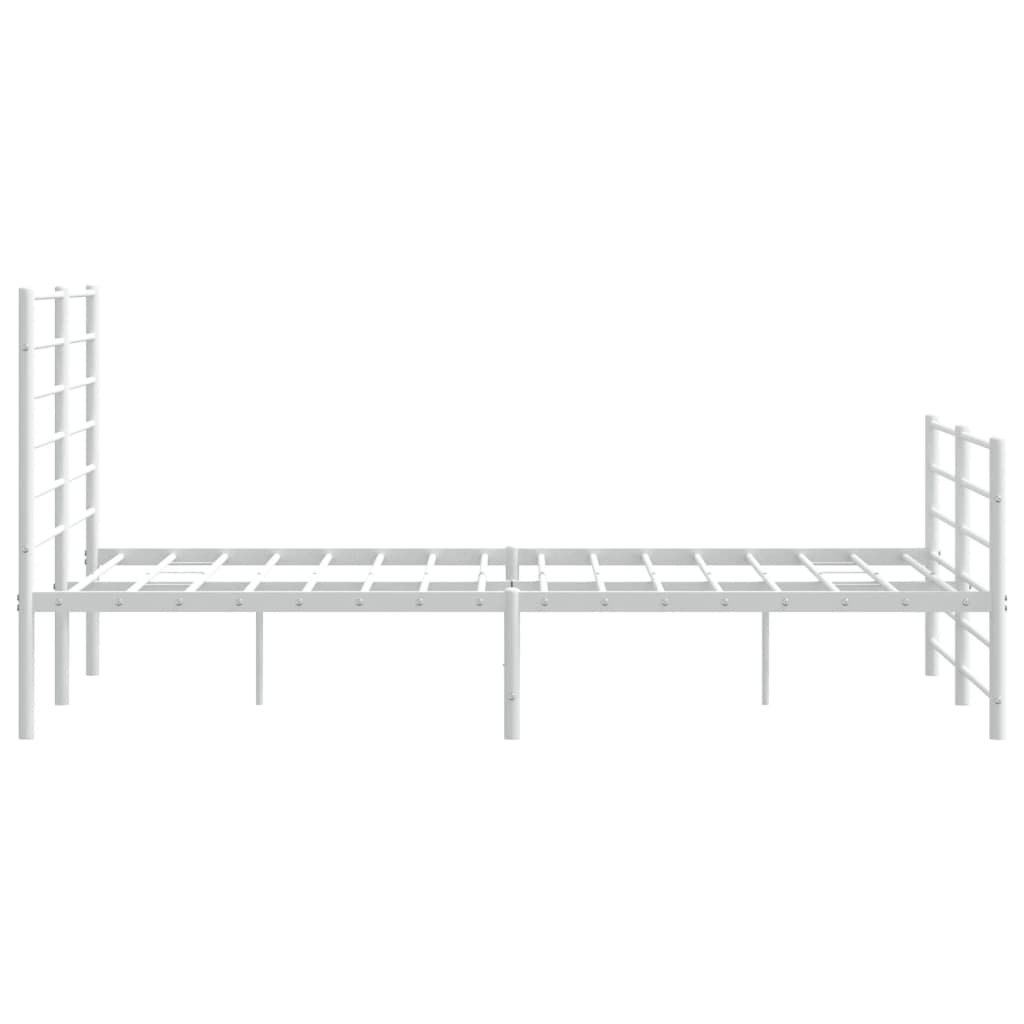 Metal Bed Frame without Mattress with Footboard White 53.1"x74.8"