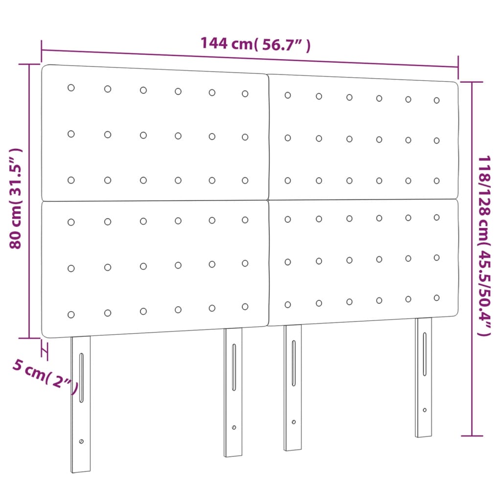 Headboards 4 pcs Light Gray 28.3"x2"x30.7"/34.6" Fabric