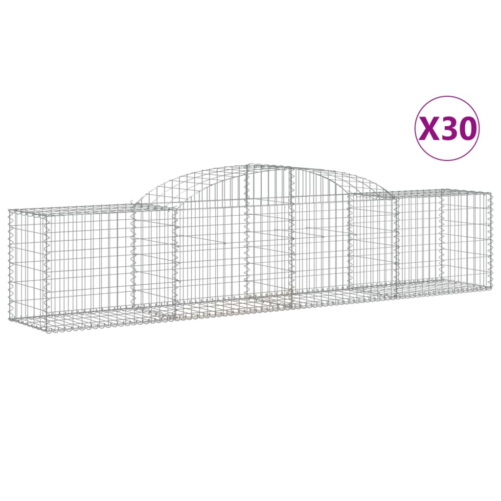 Arched Gabion Baskets 30 pcs 118.1"x19.7"x23.6"/31.5" Galvanized Iron