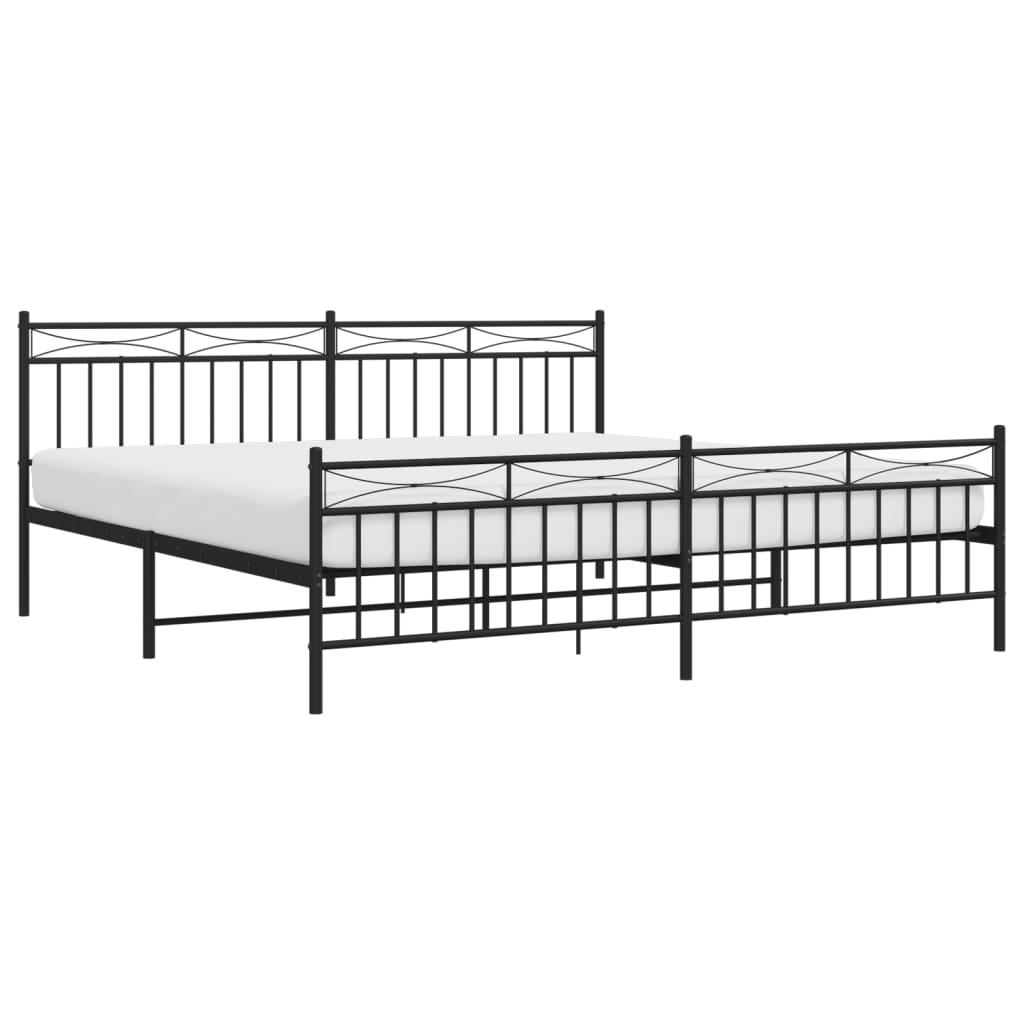 Metal Bed Frame without Mattress with Footboard Black 76"x79.9"