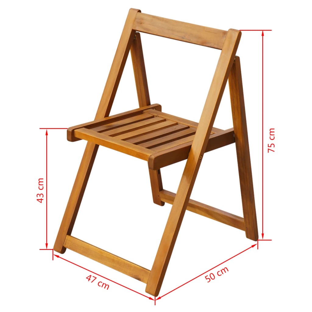 Folding Patio Chairs 2 pcs Solid Acacia Wood