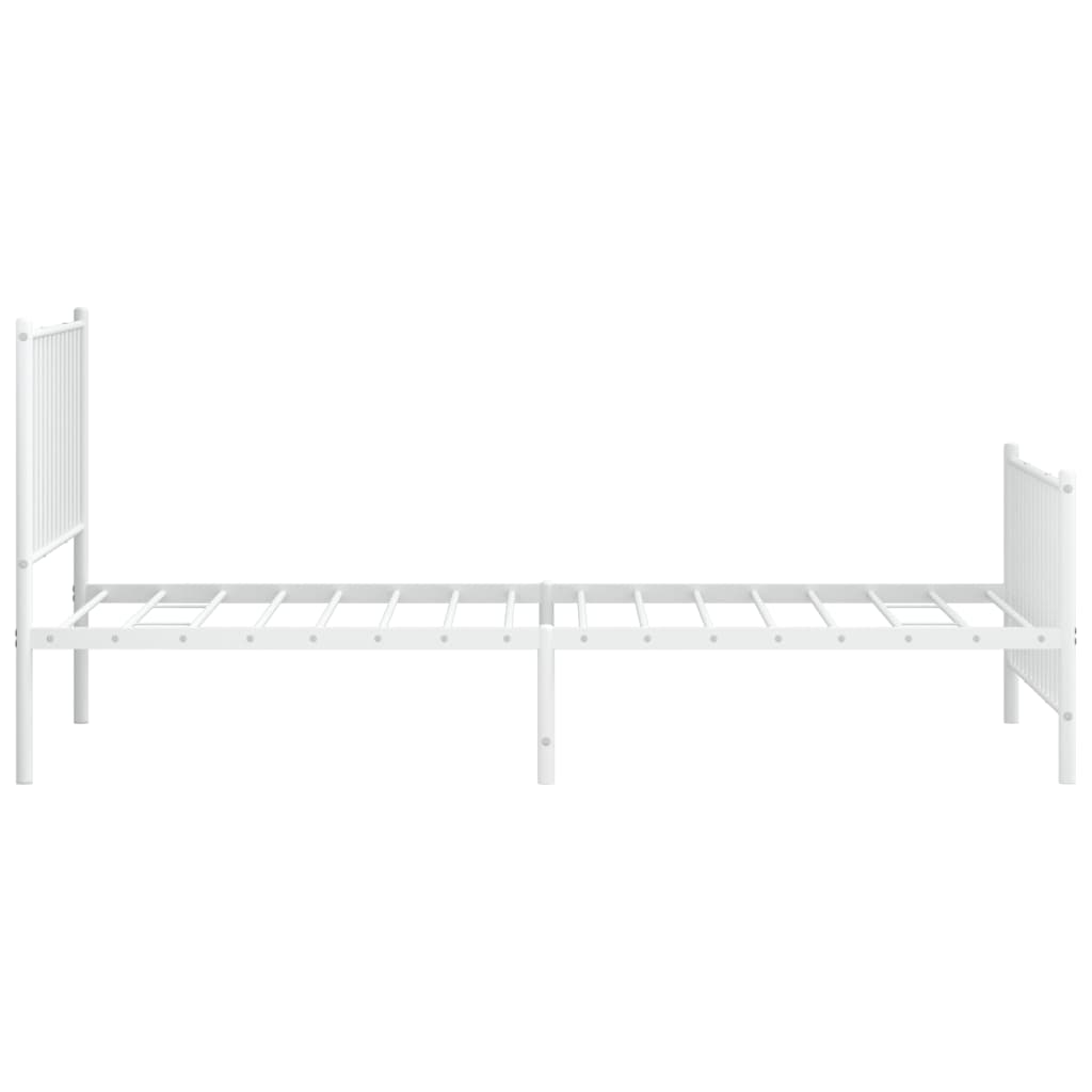 Metal Bed Frame without Mattress with Footboard White 39.4"x78.7"