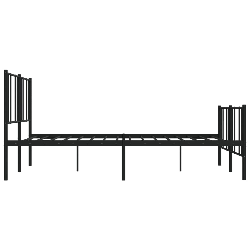 Metal Bed Frame without Mattress with Footboard Black 76"x79.9"