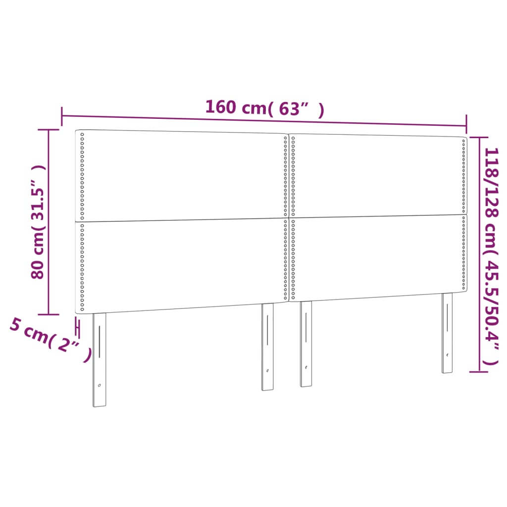 Headboards 4 pcs White 31.5"x2"x30.7"/34.6" Faux Leather