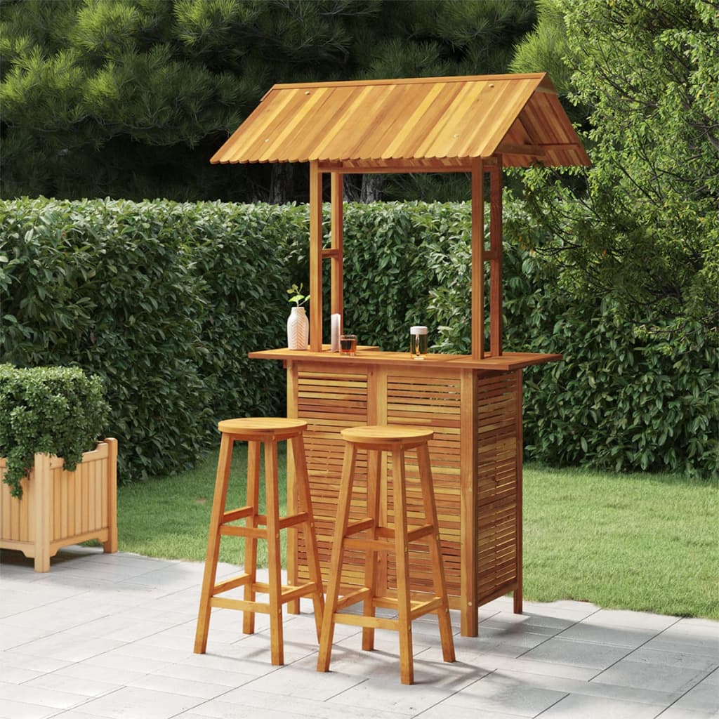 3 Piece Patio Bar Set Solid Wood Acacia