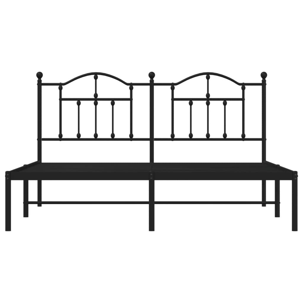 Metal Bed Frame without Mattress with Headboard Black 72"x83.9"