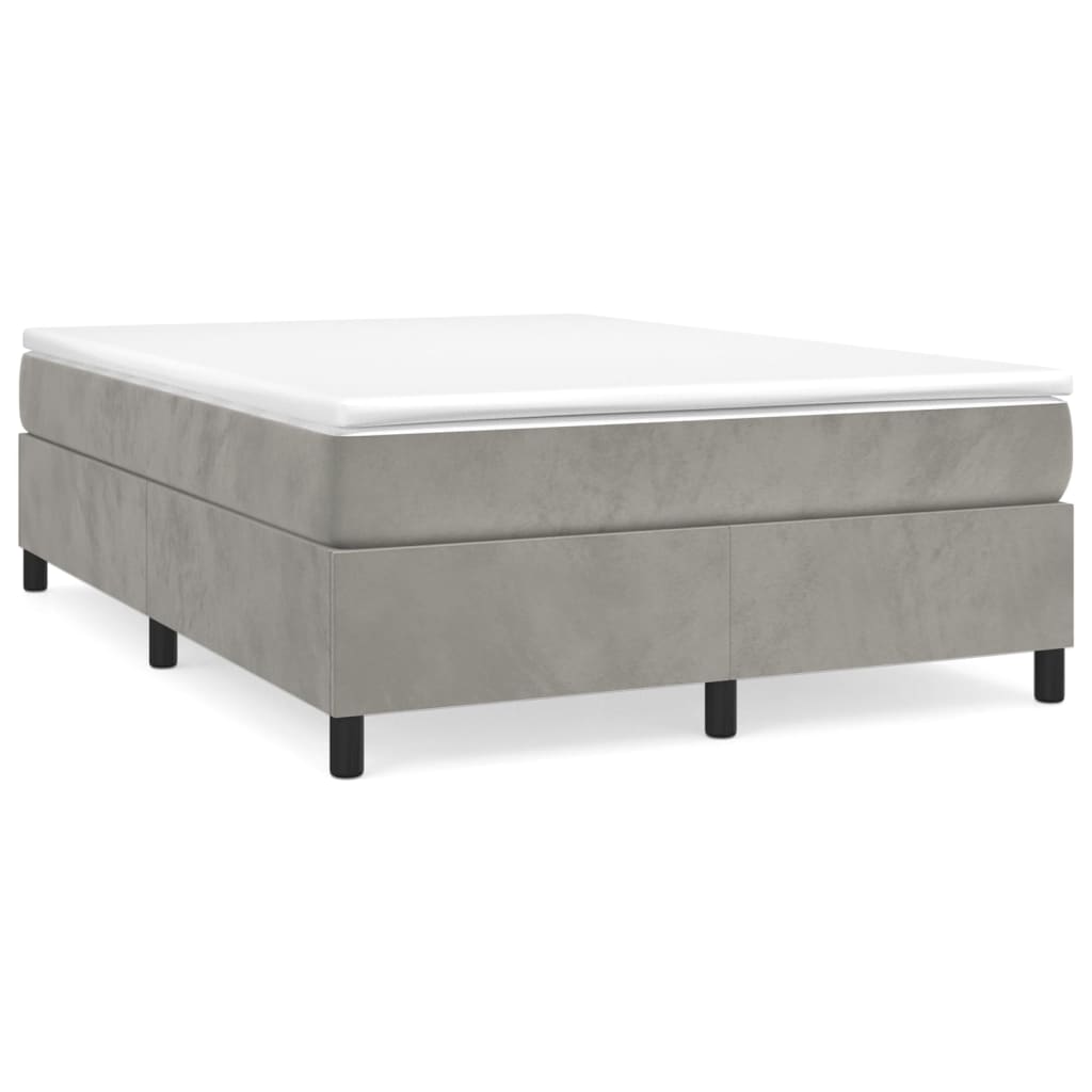 Box Spring Bed with Mattress Light Gray 59.8"x79.9" Queen Velvet