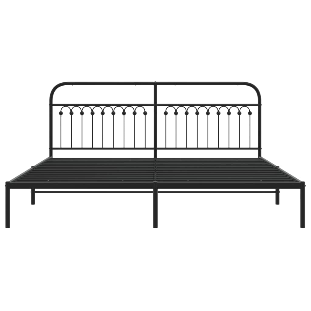 Metal Bed Frame without Mattress with Headboard Black 76"x79.9"