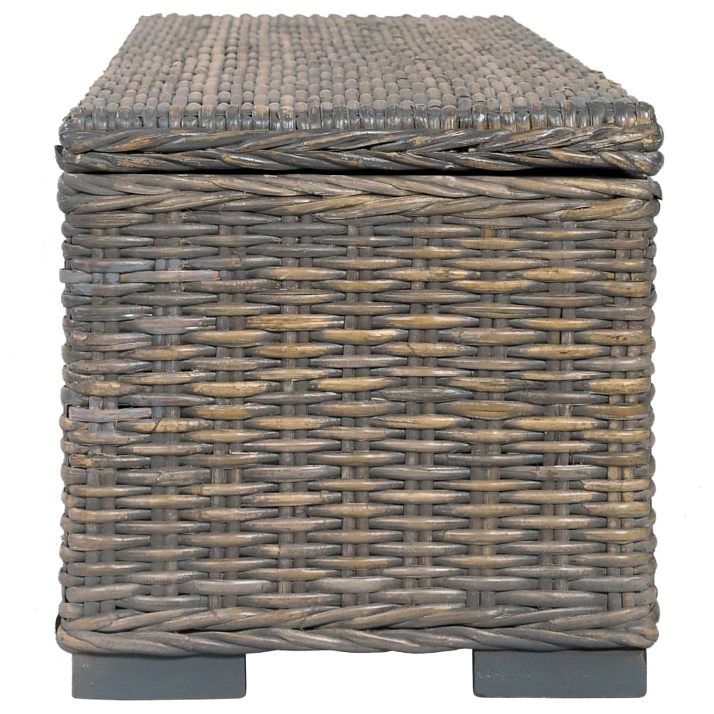 Storage Box 47.2" Gray Kubu Rattan and Solid Mango Wood