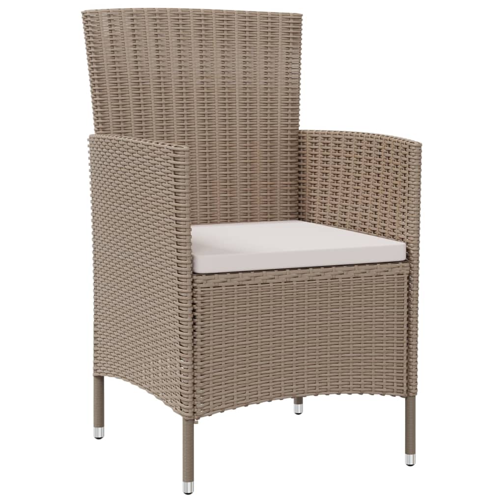 Patio Chairs with Cushions 4 pcs Poly Rattan Beige