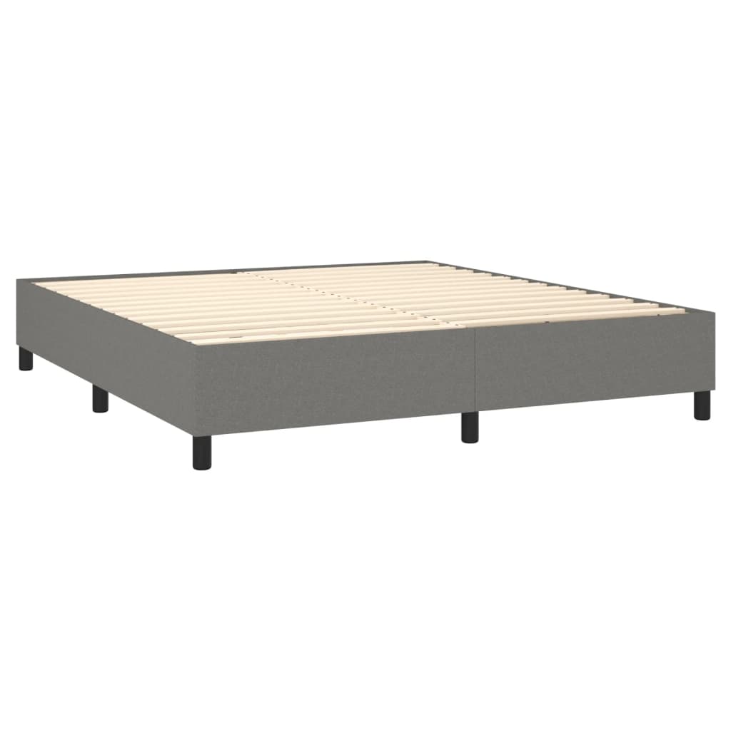 Box Spring Bed with Mattress Dark Gray 76"x79.9" King Fabric