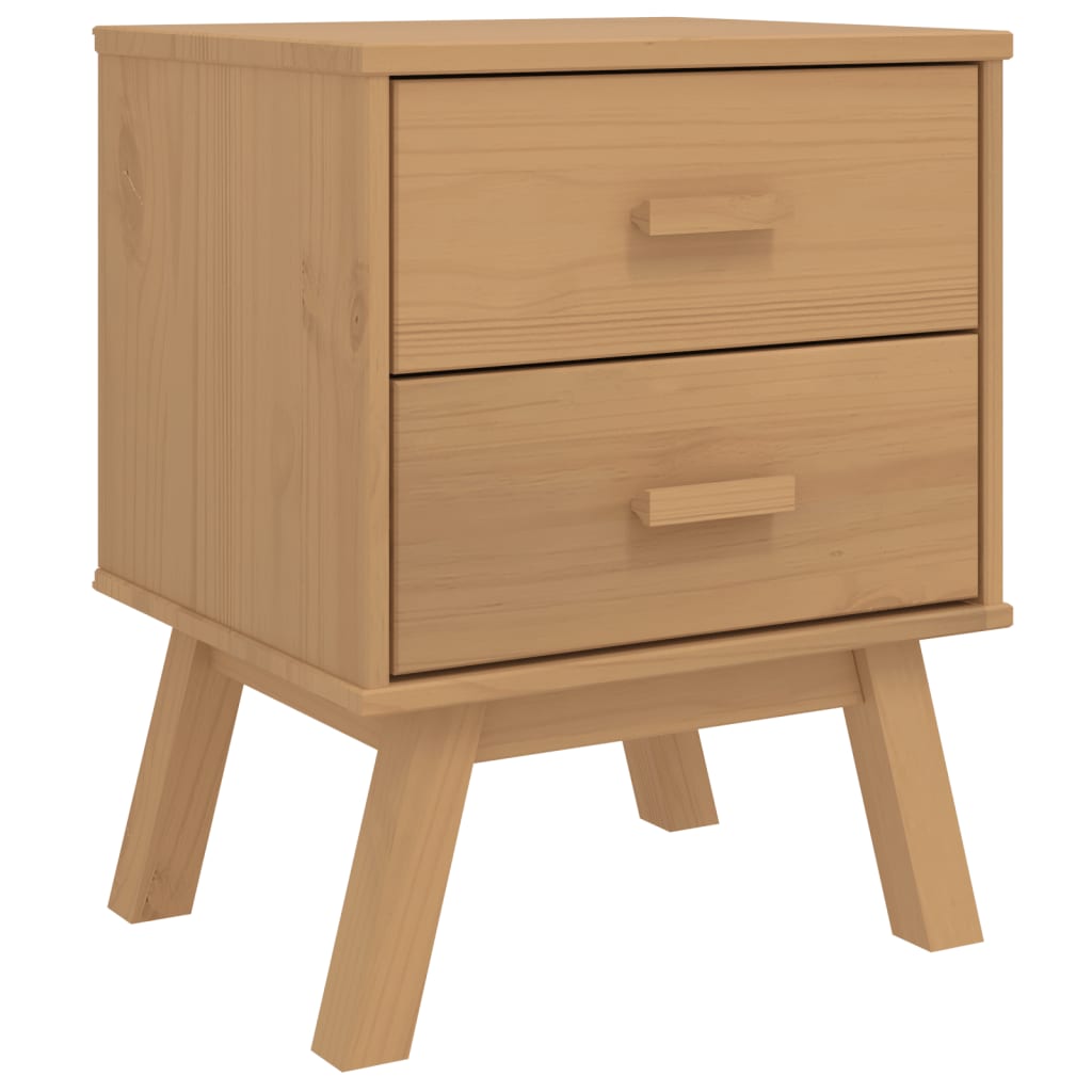 Bedside Cabinet OLDEN Brown Solid Wood Pine