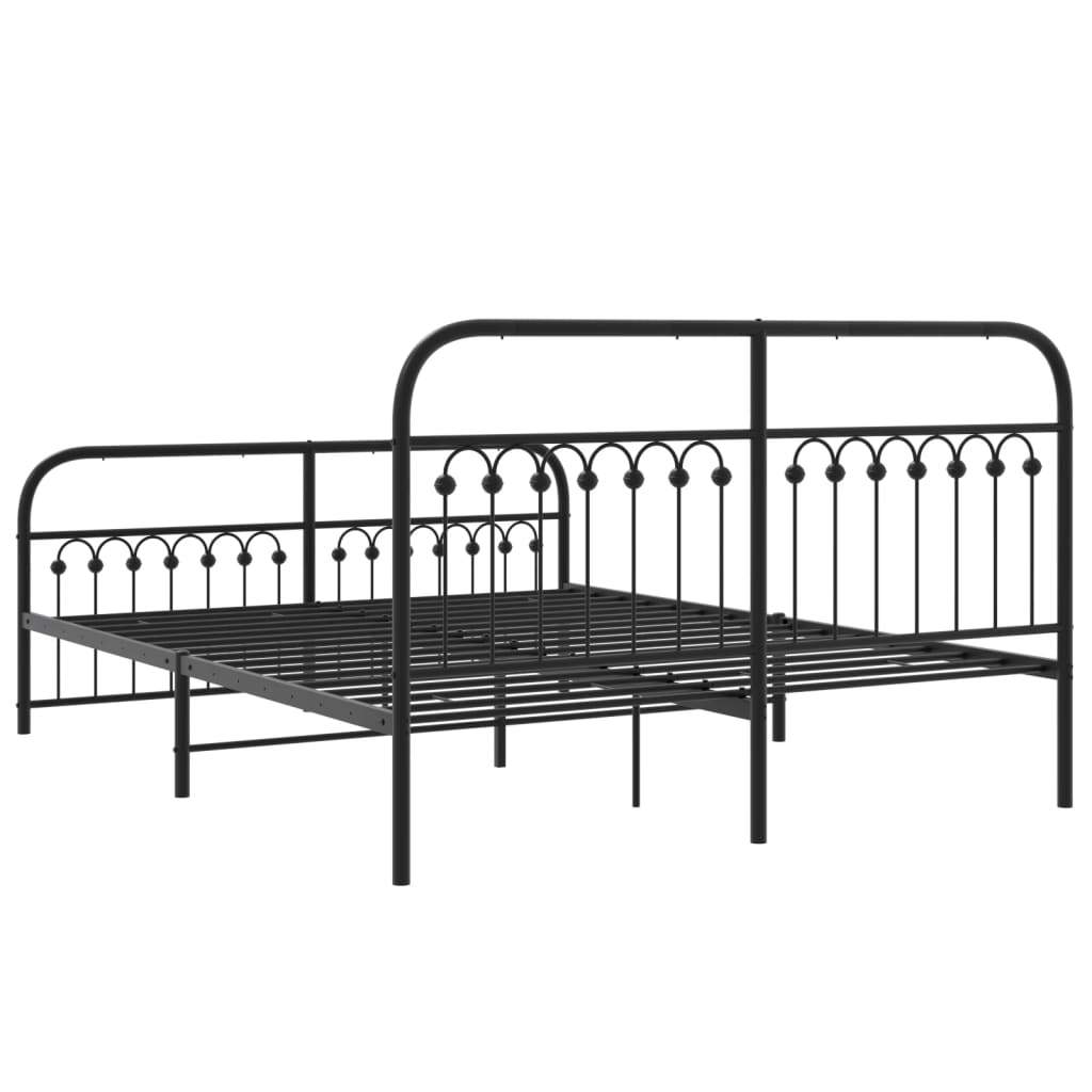 Metal Bed Frame without Mattress with Footboard Black 59.1"x78.7"