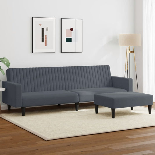 2 Piece Sofa Set Dark Gray Velvet