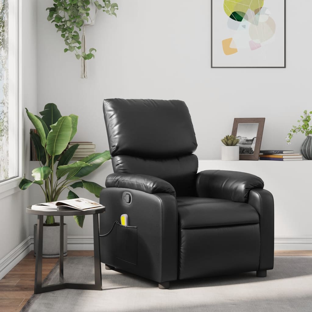 Massage Recliner Chair Gray Faux Leather