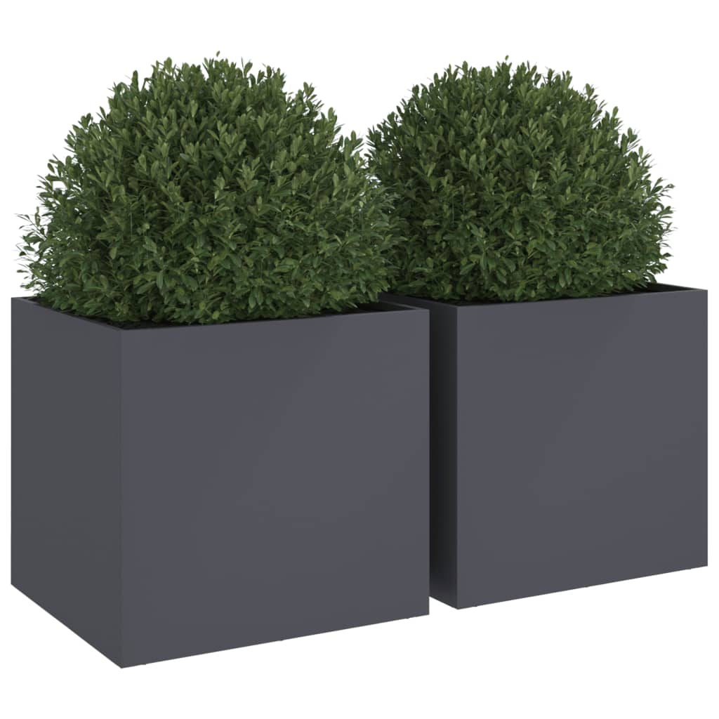 Planters 2 pcs Anthracite 19.3"x18.5"x18.1" Cold-rolled Steel