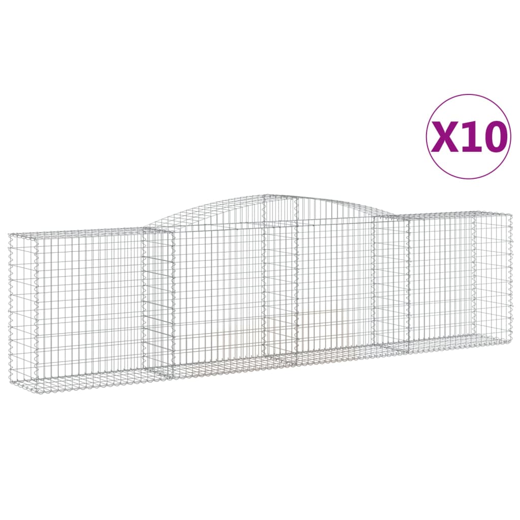 Arched Gabion Baskets 10 pcs 157.5"x19.7"x39.4"/47.2" Galvanized Iron