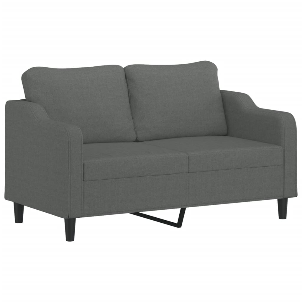 2 Piece Sofa Set with Pillows Dark Gray Fabric