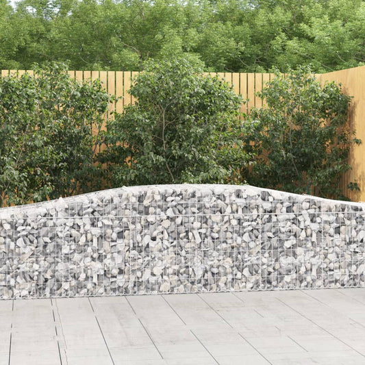 Arched Gabion Baskets 2 pcs 157.5"x19.7"x23.6"/31.5" Galvanized Iron