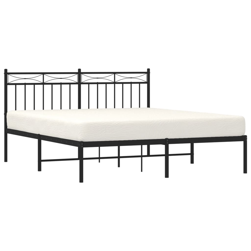 Metal Bed Frame without Mattress with Headboard Black 59.1"x78.7"