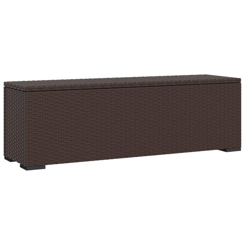 Ottoman Bench with Cushion Brown 43.3"x11.8"x15.7" Poly Rattan