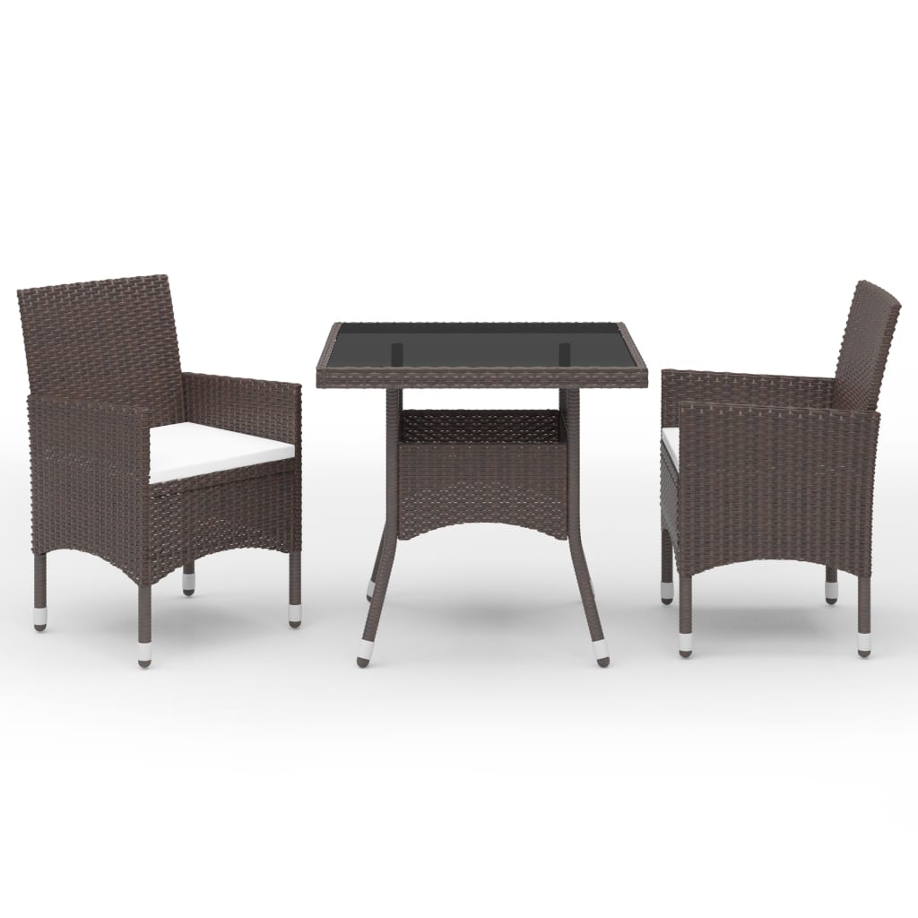 5 Piece Patio Dining Set Black Poly Rattan and Acacia Wood