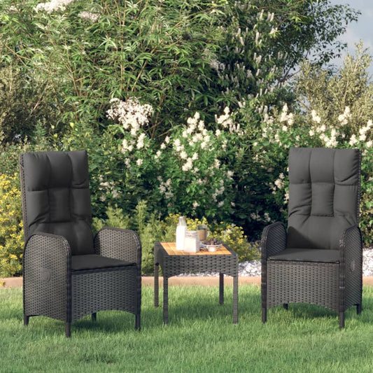 Patio Chairs 2 pcs Poly Rattan Black