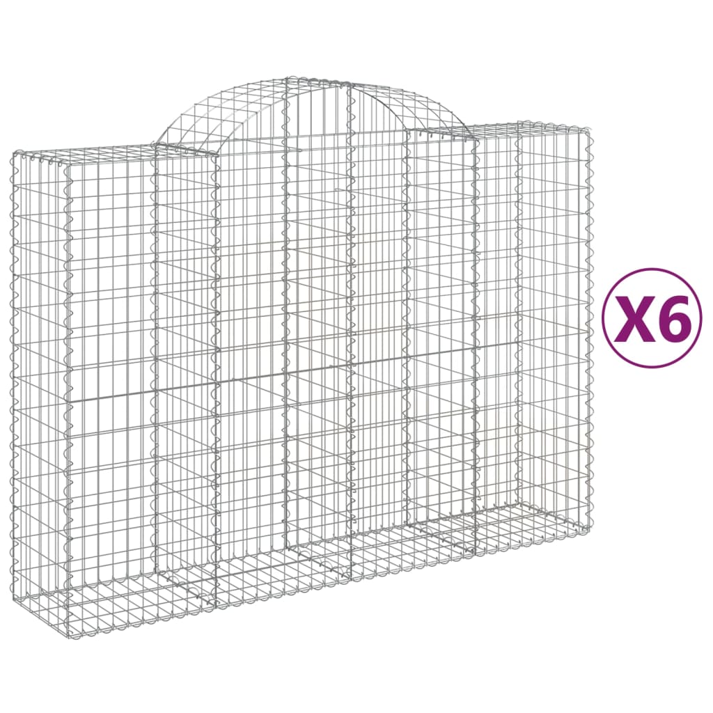 Arched Gabion Baskets 6 pcs 78.7"x19.7"x55.1"/63" Galvanized Iron