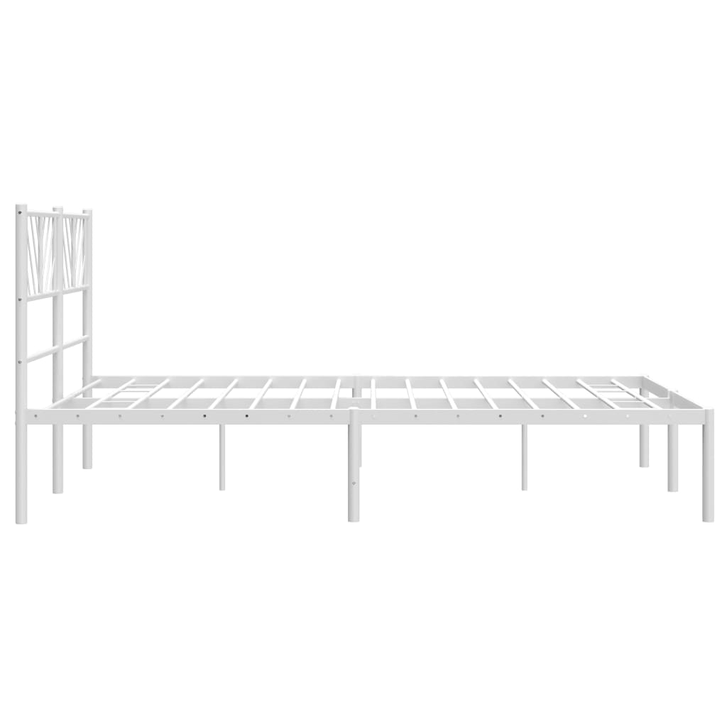 Metal Bed Frame without Mattress with Headboard White 59.1"x78.7"