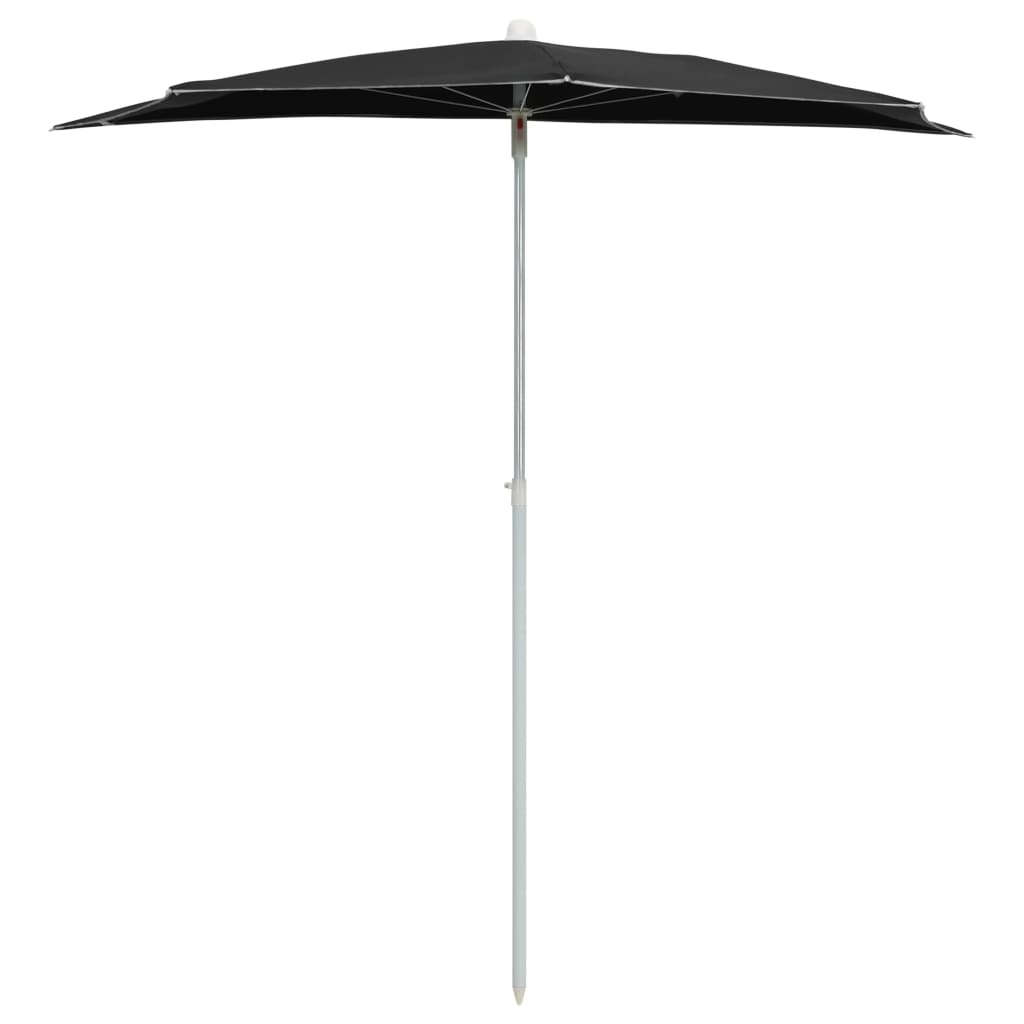 Garden Half Parasol with Pole 70.9"x35.4" Black