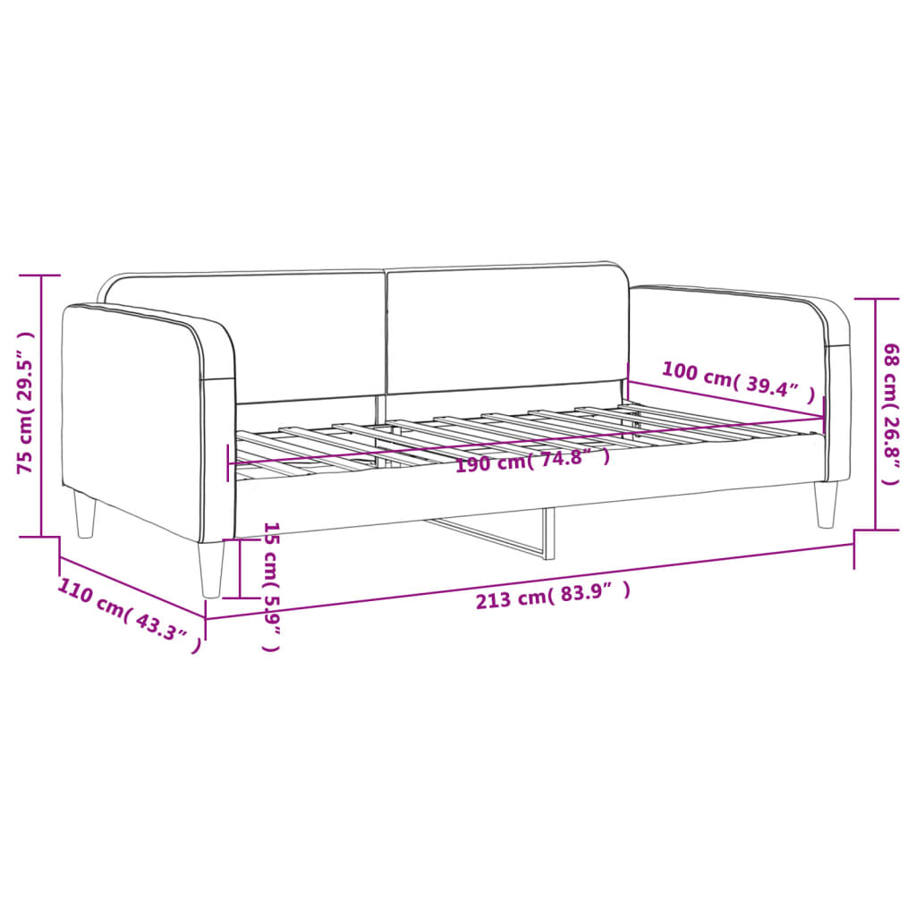 Day Bed without Mattress Light Gray 39.4"x74.8" Fabric