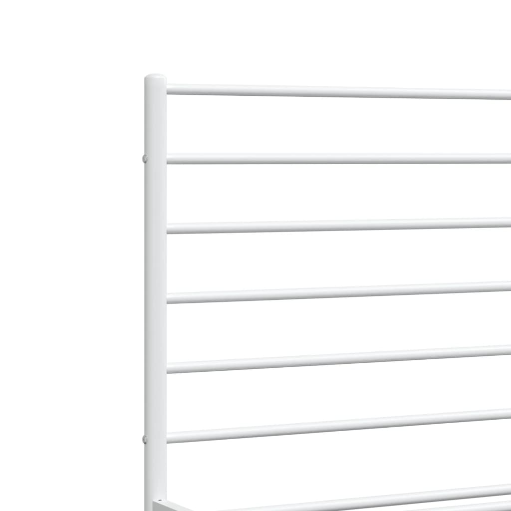 Metal Bed Frame without Mattress with Footboard White 53.1"x74.8"