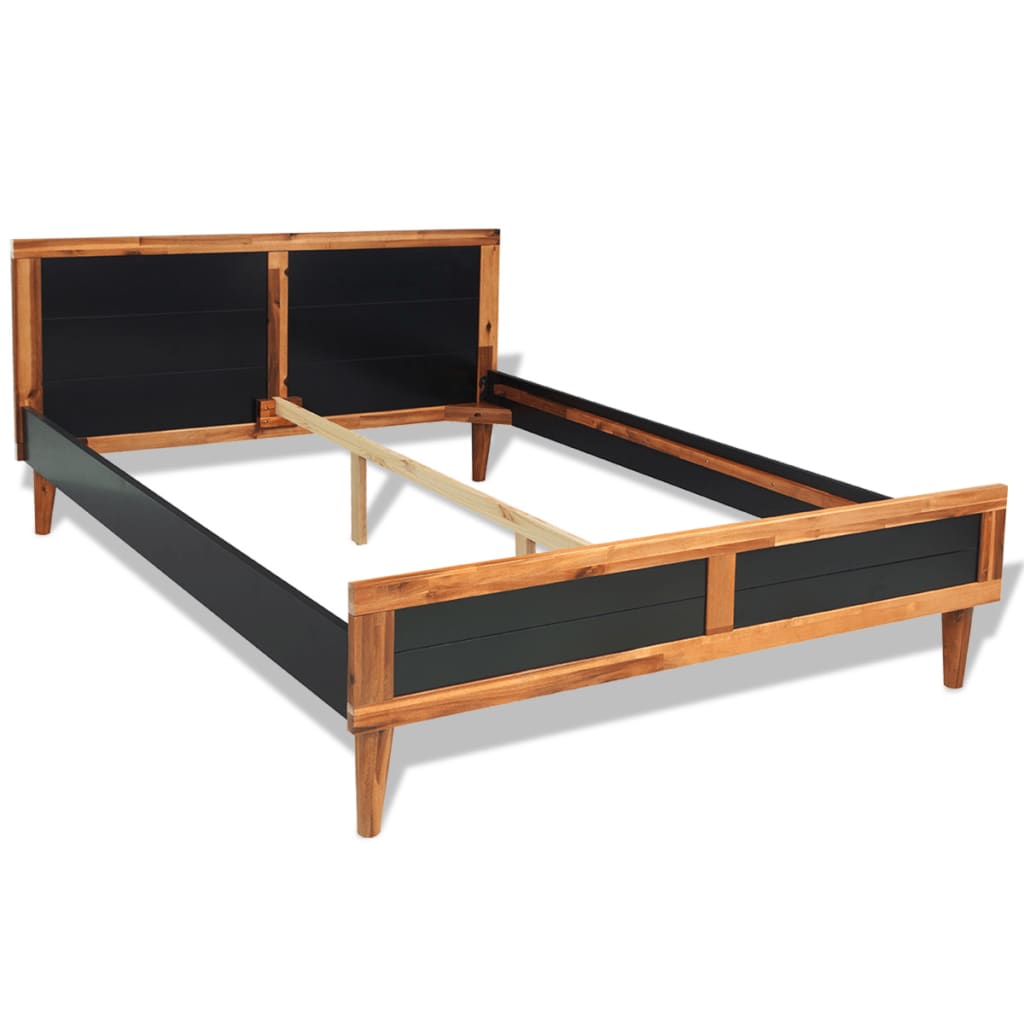 Bed Frame Black Solid Acacia Wood 70.9"x78.7"