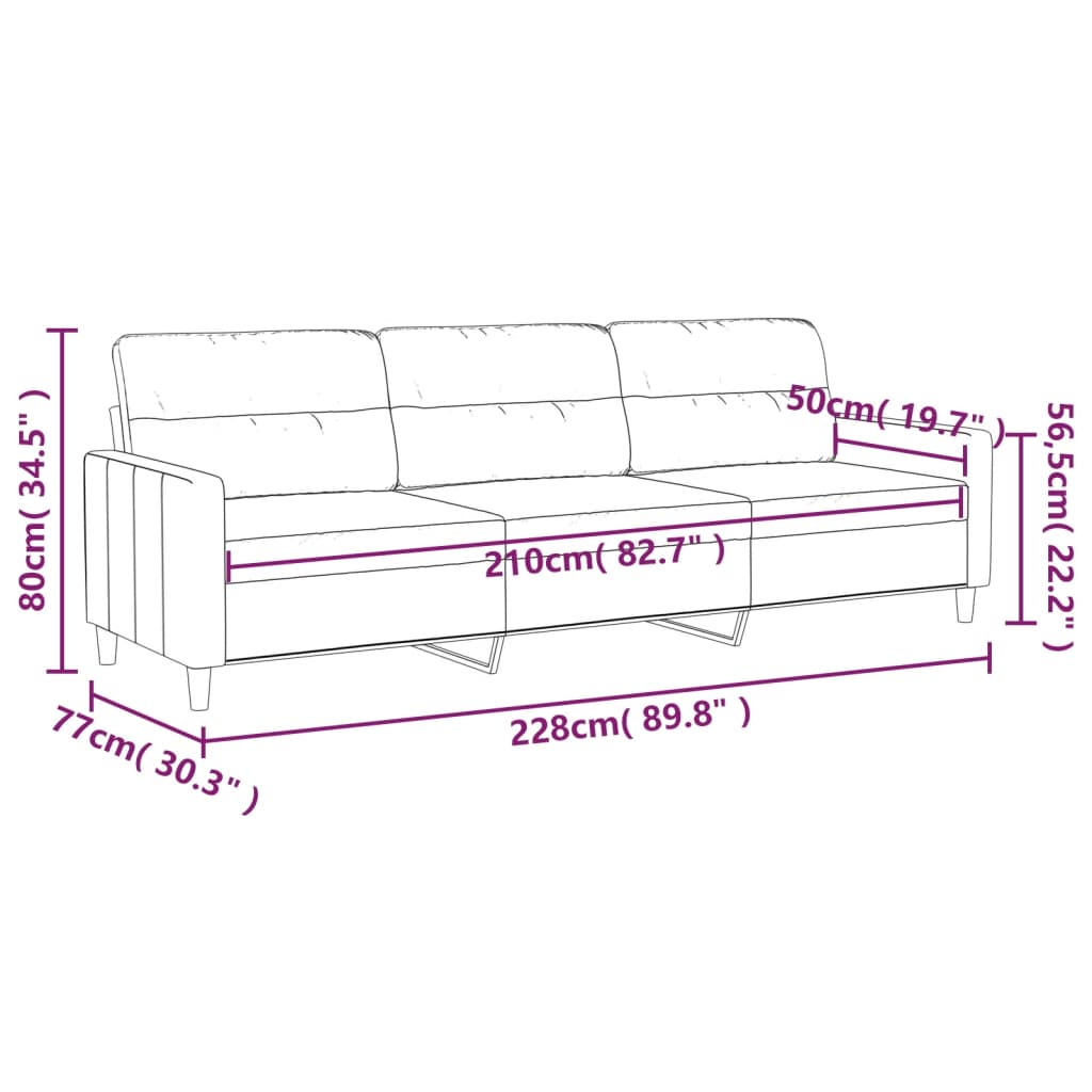 3-Seater Sofa Light Gray 82.7" Fabric