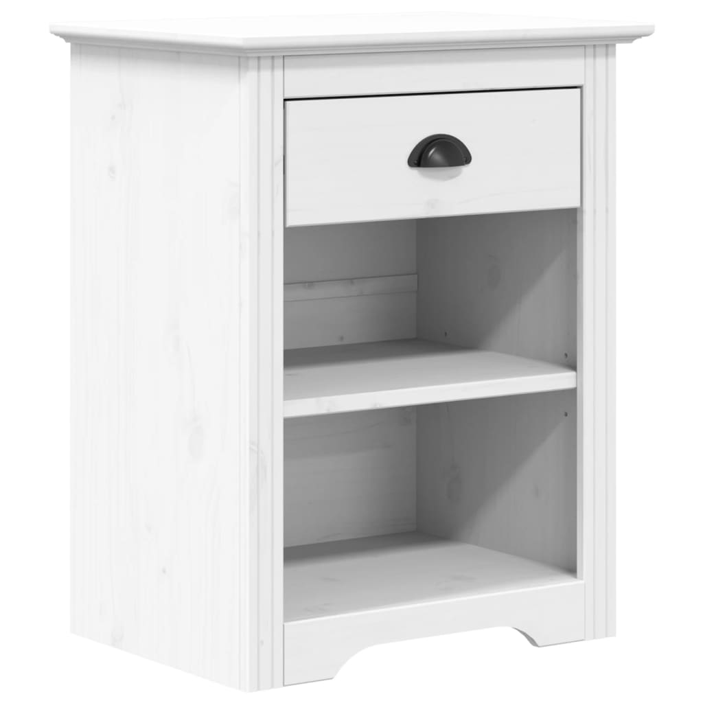 Bedside Cabinet BODO White 20.9"x15.2"x26.4" Solid Wood Pine