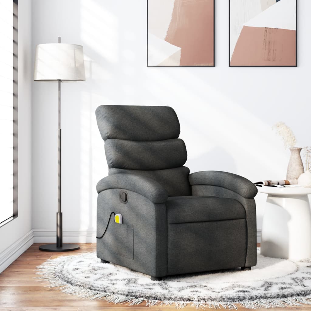 Massage Recliner Chair Black Fabric