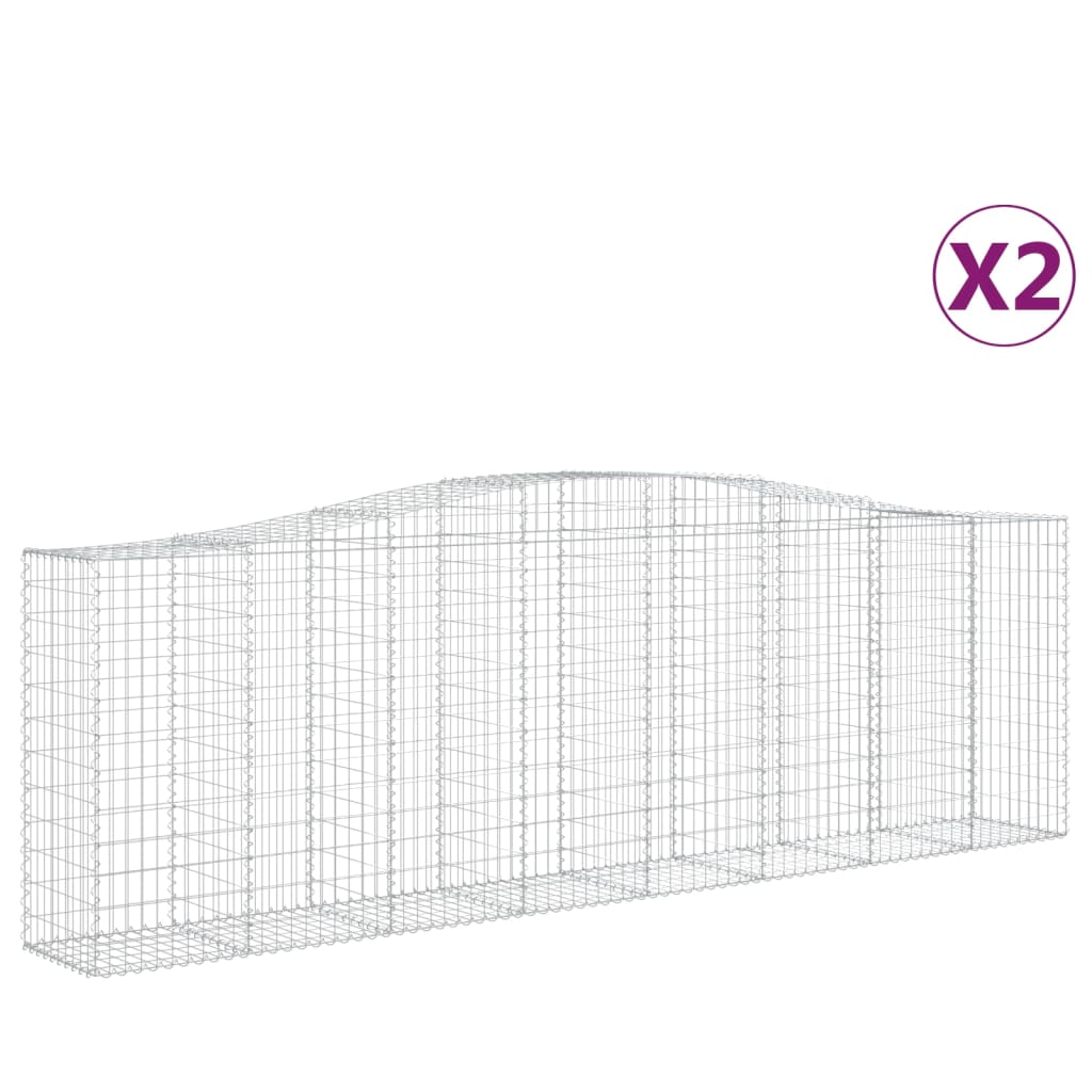 Arched Gabion Baskets 2 pcs 157.5"x19.7"x47.2"/55.1" Galvanized Iron