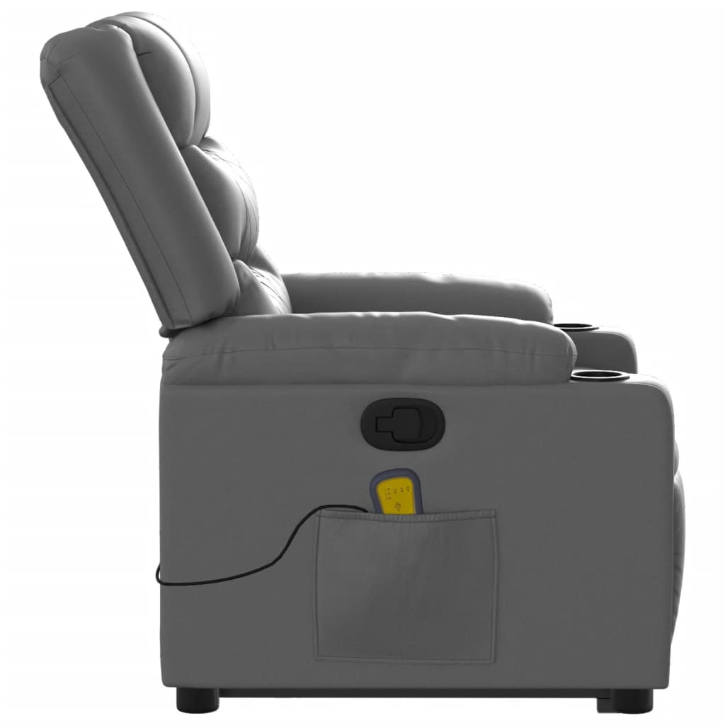 Stand up Massage Recliner Chair Gray Faux Leather