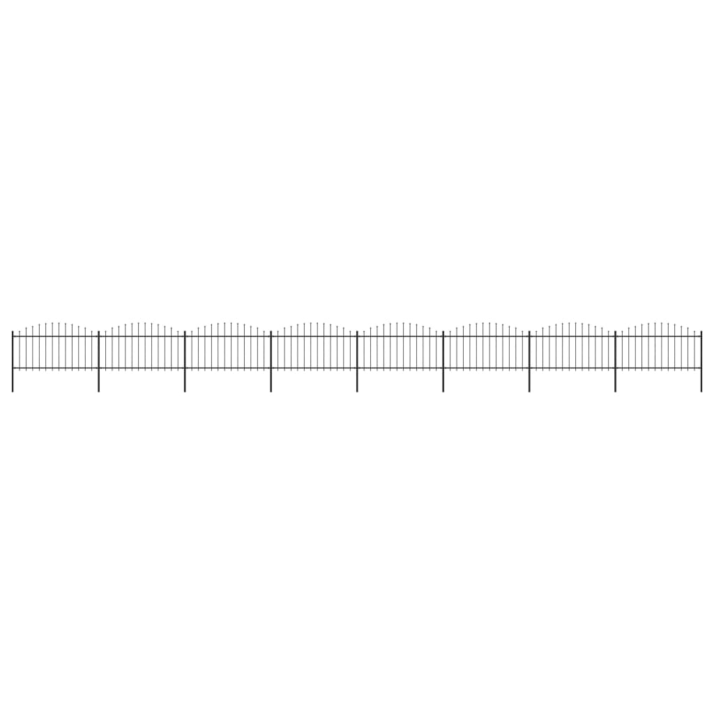 Garden Fence with Spear Top Steel 44.6' Black