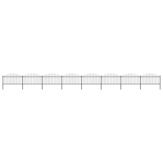 Garden Fence with Spear Top Steel 44.6' Black