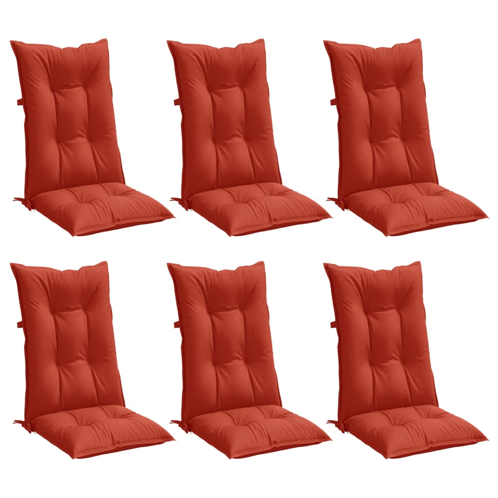 Highback Chair Cushions 6 pcs Melange Red 47.2"x19.7"x2.8" Fabric