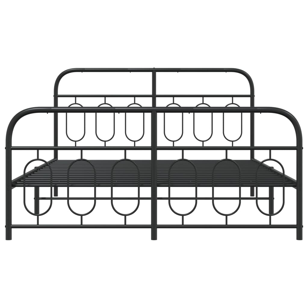 Metal Bed Frame without Mattress with Footboard Black 59.1"x78.7"