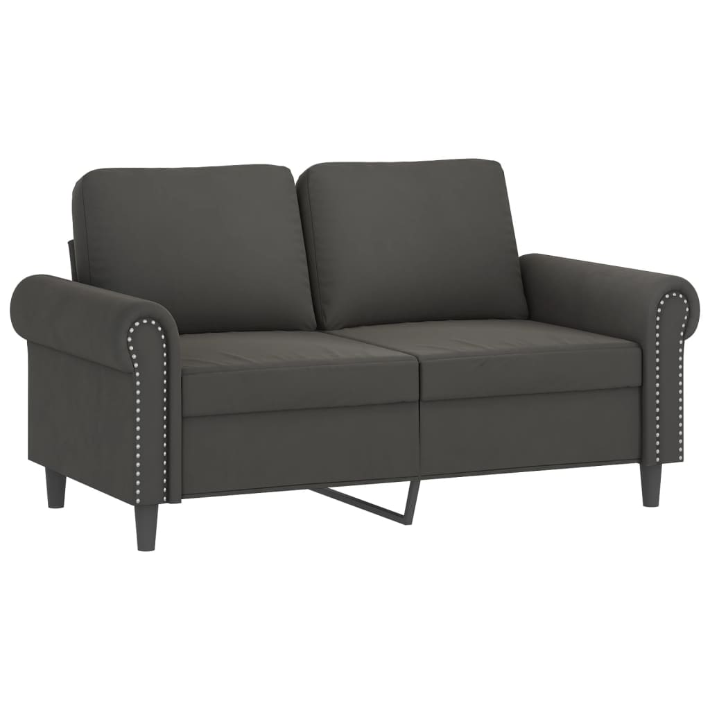 2-Seater Sofa with Pillows&Cushions Dark Gray 47.2" Velvet