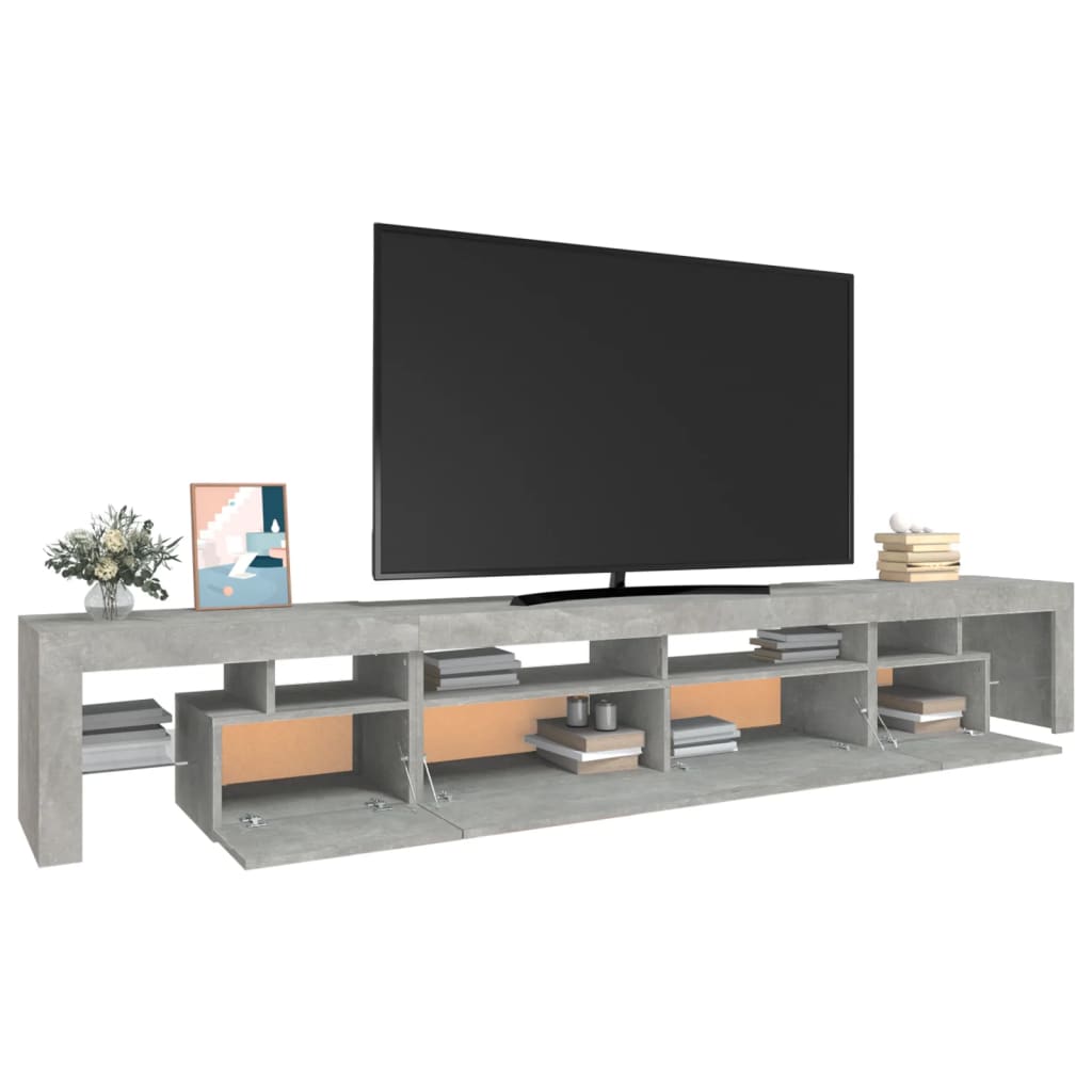 TV Stand with LED Lights Concrete Gray 102.4"x14.4"x15.7"