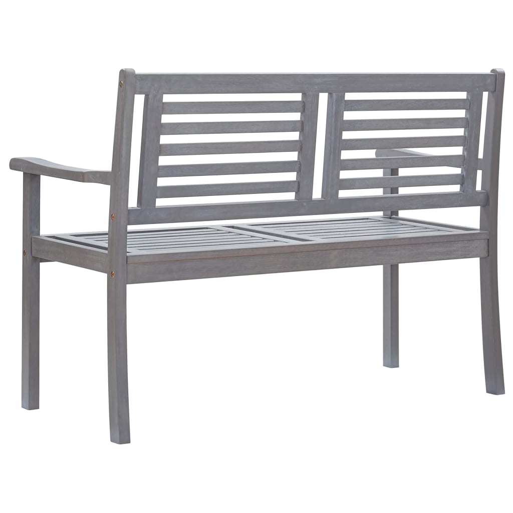 2-Seater Patio Bench with Cushion 47.2" Gray Eucalyptus Wood