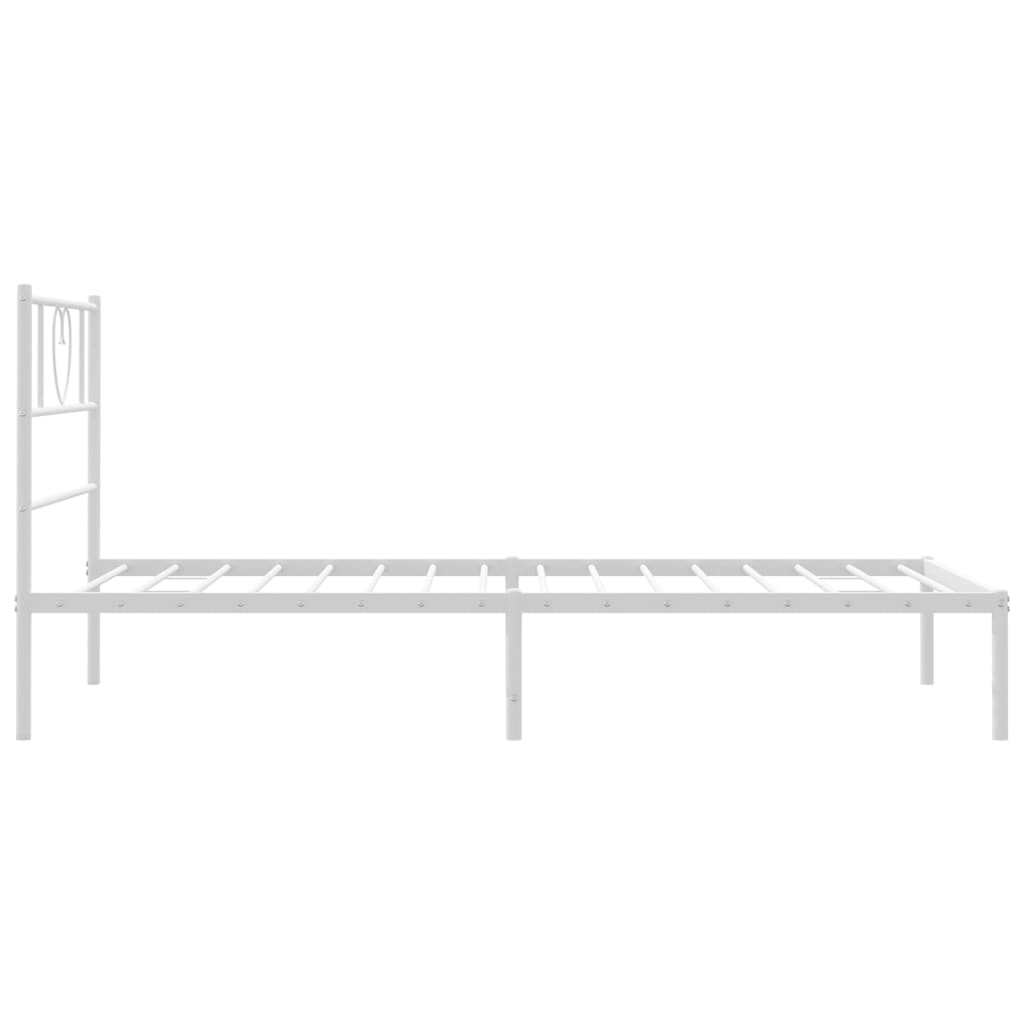 Metal Bed Frame without Mattress with Headboard White 39.4"x78.7"