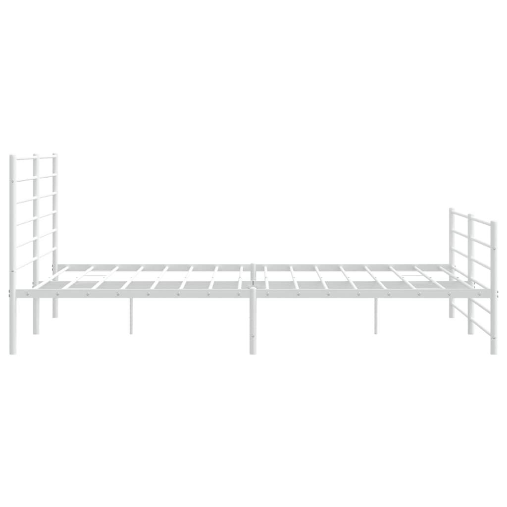 Metal Bed Frame without Mattress with Footboard White 76"x79.9"