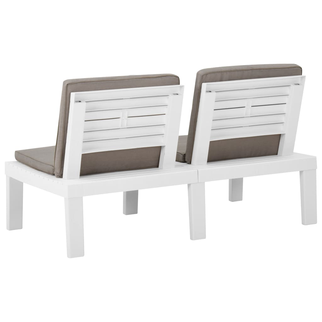 4 Piece Patio Lounge Set with Cushions Plastic White